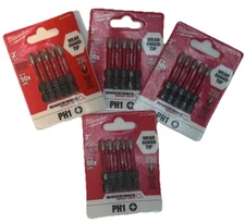 Lot Of 4 Milwaukee 48-32-4638 Impact Rated Phillips #1 x 2"  Bit 5 Pack