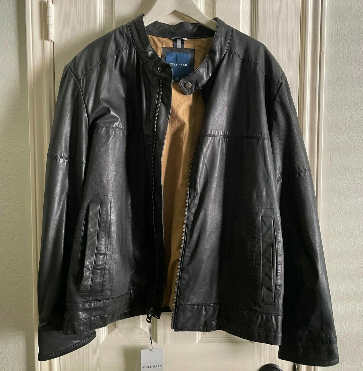 Cole haan men's leather clearance jacket