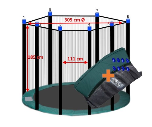 Trampolin Sicherheitsnetz Randabdeckung Federn Stangen Abdeckplane Kappen Leiter - Bild 140 von 251