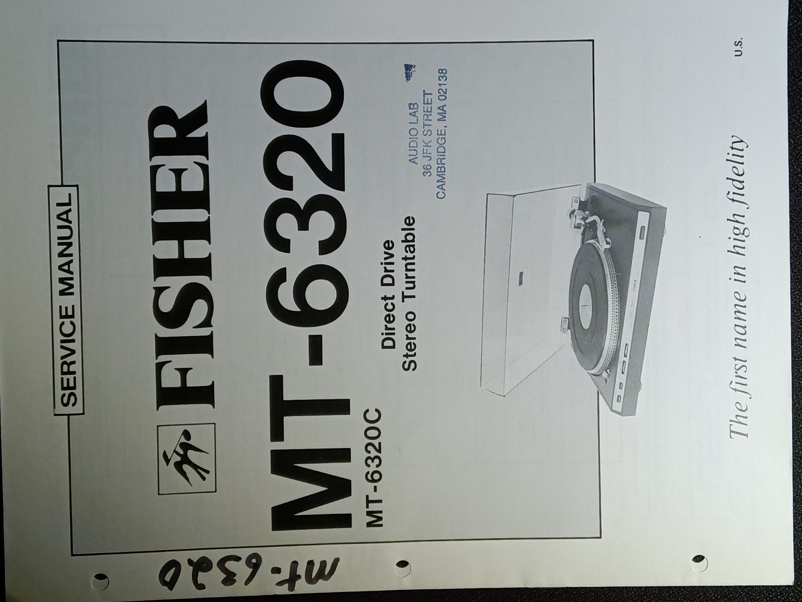 Fisher MT-6320C Direct Drive Stereo Turntable Service Manual Original