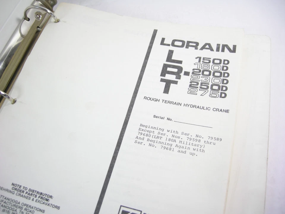 Koehring Lorain LRT-150D 180D 200D 230D 250D Grúa de terreno áspero Manual de piezas Foto 2 de 4