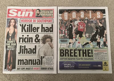 The Sun 30th October 2024 30.10.24 Southport Attacker In Court & Dua Lipa