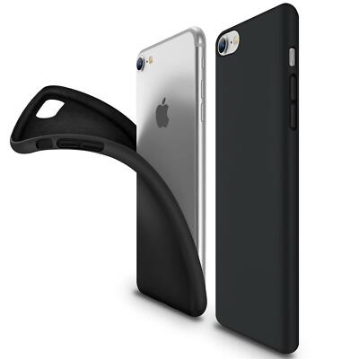Handy Hülle für iPhone 7 8 SE 2 Schwarze Silikon Schutzhülle sturzsicher Hülle