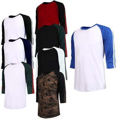 NE PEOPLE Mens Crew Neck Solid Color Raglan 3/4 Sleeve T-Shirt [NEMT30]