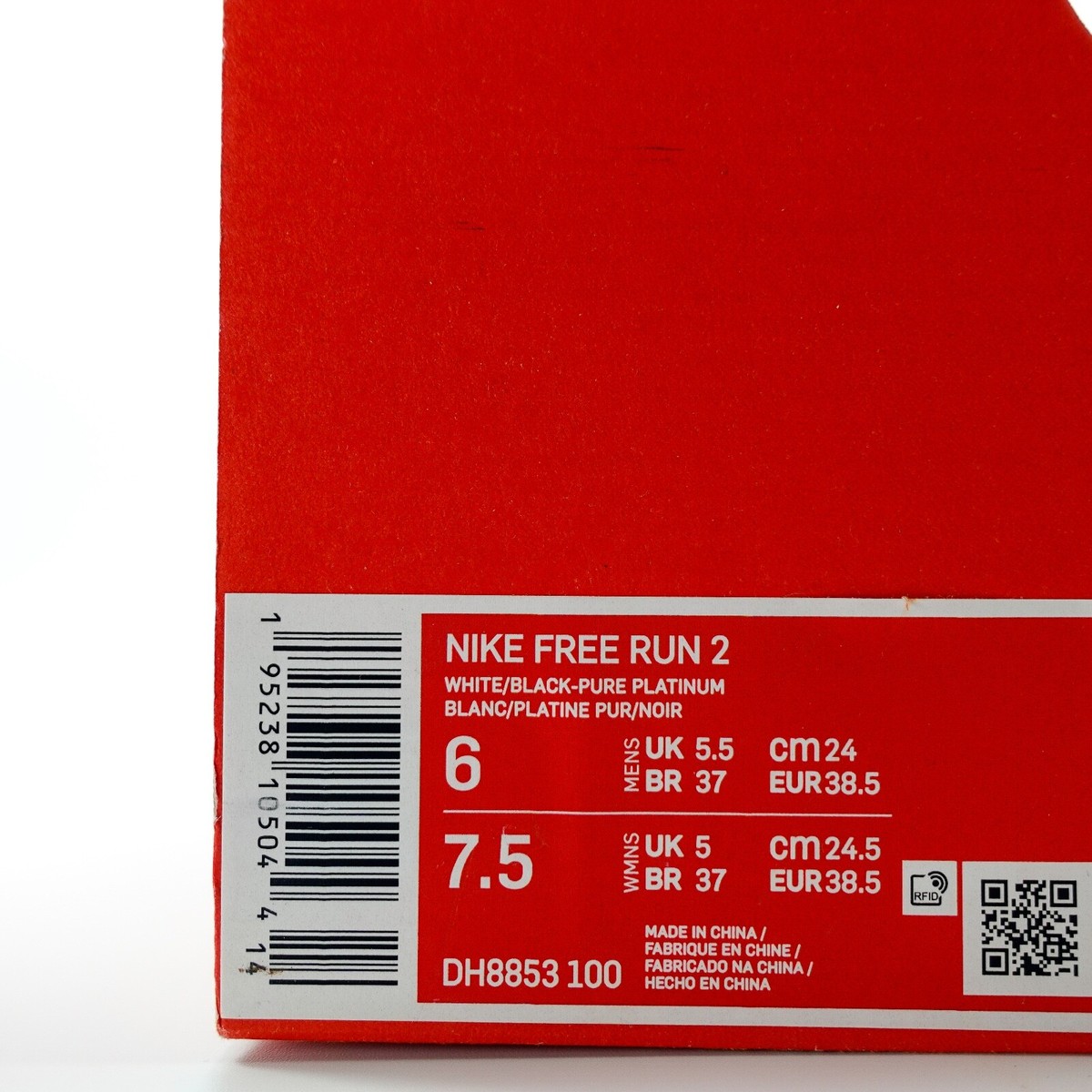 Nike Free Run 2 Womens Running Shoes White Black Platinum DH8853