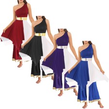 Womens Dancewear Shows Dress Tunic Outfit Pants Lyrical Asymmetrical Dance Hem
