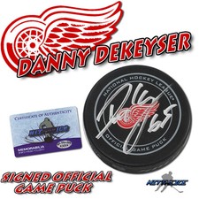 DAN DEKEYSER Signed DETROIT RED WINGS OFFICIAL GAME Puck w/COA 