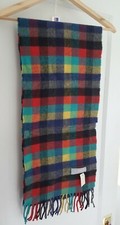Vintage Lee Wright 100 Lambswool Scarf 54" Multicolor Fringe Italy Damaged Tags
