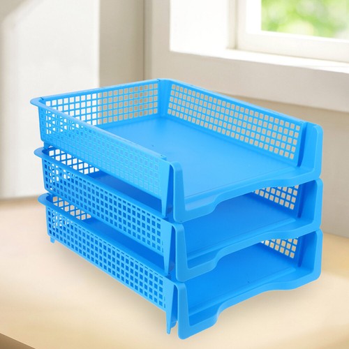 3 soldes Pcs Aktenkorb Büro Stapelbare Tabletts Desktop-Speicher-Organizer