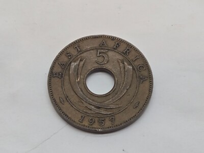 BRITISH EAST AFRICA 5 CENTS 1957 QUEEN ELIZABETH II WORLD