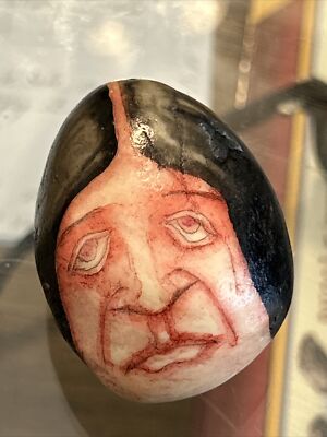 Native American  Face Drawing On Alabaster Stone