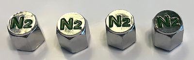  4  Chrome... (Nitrogen) VALVE CAPS  - N2- Etched...TPMS Safe..w/ Window Decal