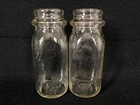 2 Vintage Half 1/2 Pint Clear Glass Milk Bottles 5 1/2" Tall