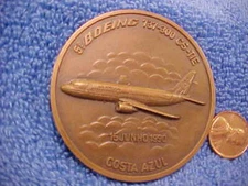 1990 BOEING Bronze 737-300 Jetliner Air Portugal TAP Large Medal 2 3/8" dia.FLCr
