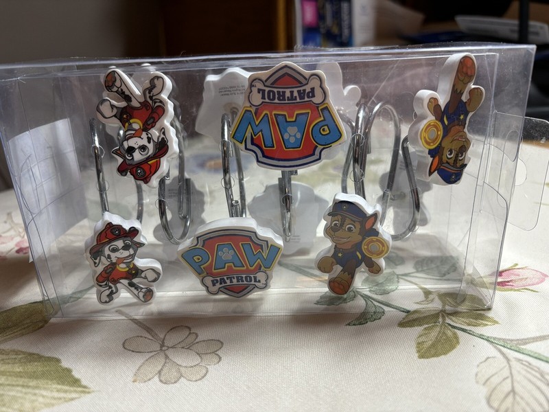 NEW Paw Patrol Shower Curtain Hooks Set/12 Chase Marshall Dogs Nickelodeon Kids