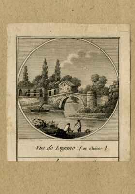 Antiker Druck - Topographie - Ansicht von Lugano in der Schweiz - Anonym - ca. 1800