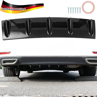 Heck Ansatz Diffusor Stoßstange Heckdiffusor Lippe mit 5-Finnen Schwarz Glanz