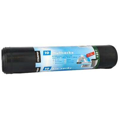 Müllsäcke, 12328, LDPE 150 l, 150 cm x 70 cm, schwarz, extra stark, 10 Stück auf