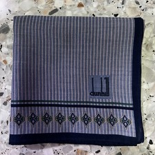 MAN HANDKERCHIEF COTTON ART POCKET SQUARE 18" CLASSIC BLUE VINTAGE STRIPED PLAIN