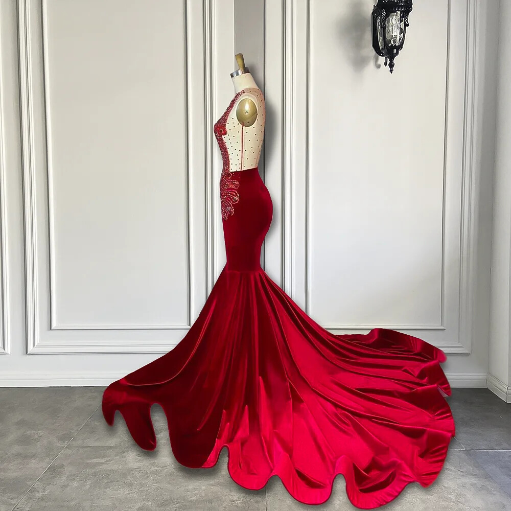 chinese dress ladies Sexy Velvet Mermaid Dresses Halter Top