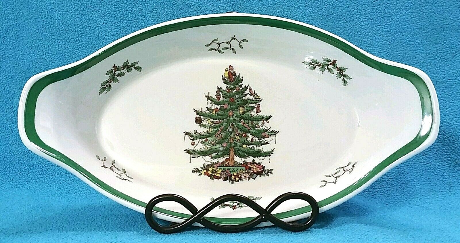 Vintage Spode Christmas Tree 14" Oval Au Gratin Casserole/Baking Dish