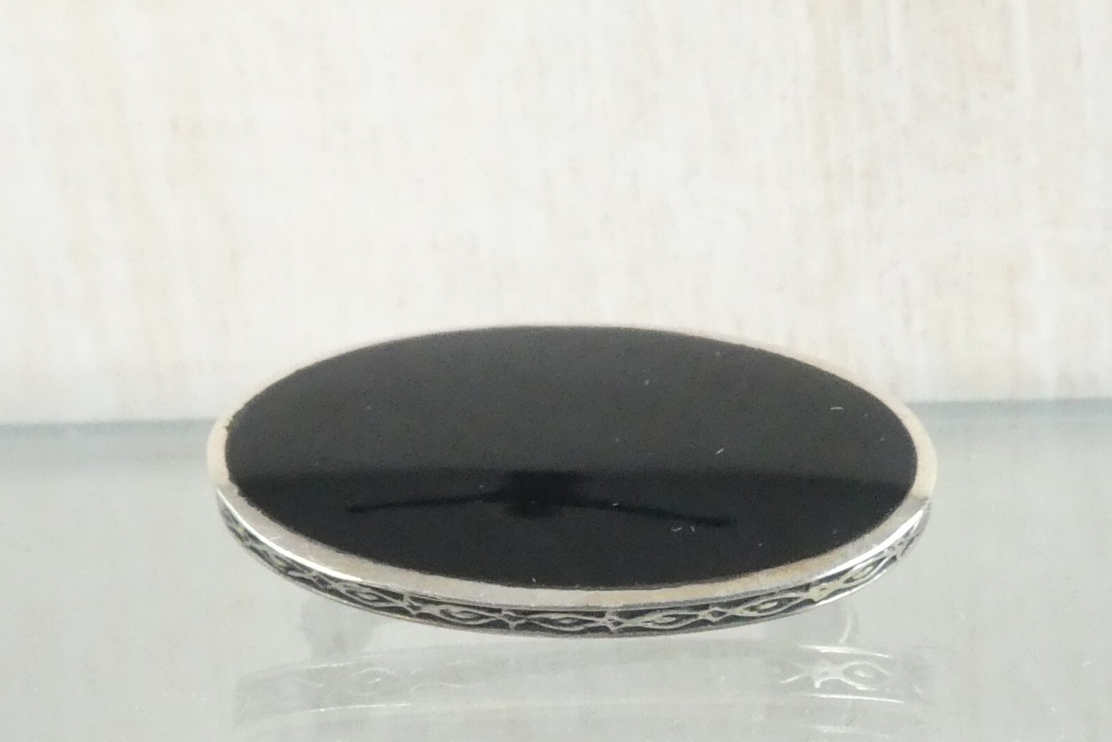 1982 Solid Silver & Black Agate Brooch Sheffield … - image 2