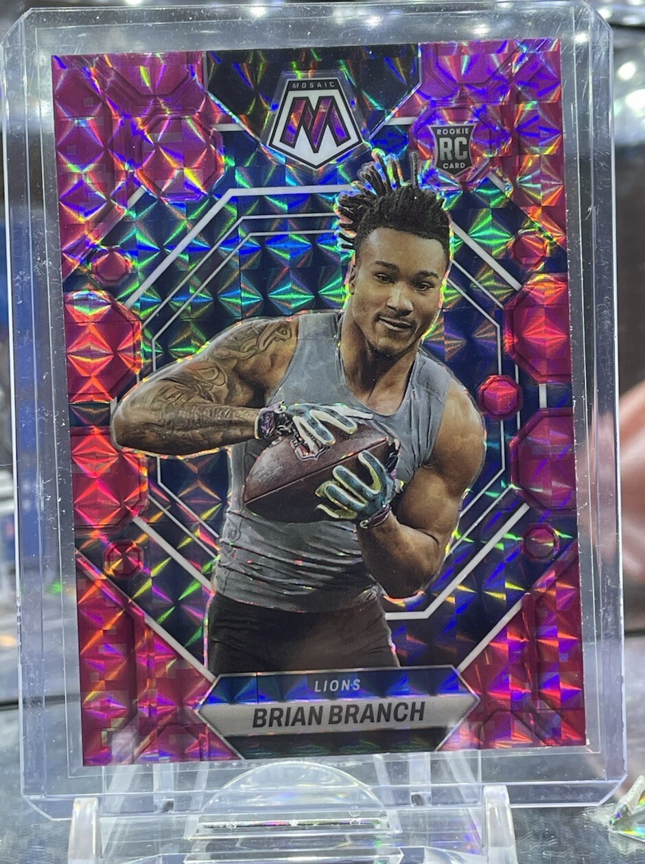 2023 PANINI MOSAIC #287 BRIAN BRANCH CAMO PINK PRIZM ROOKIE RC LIONS