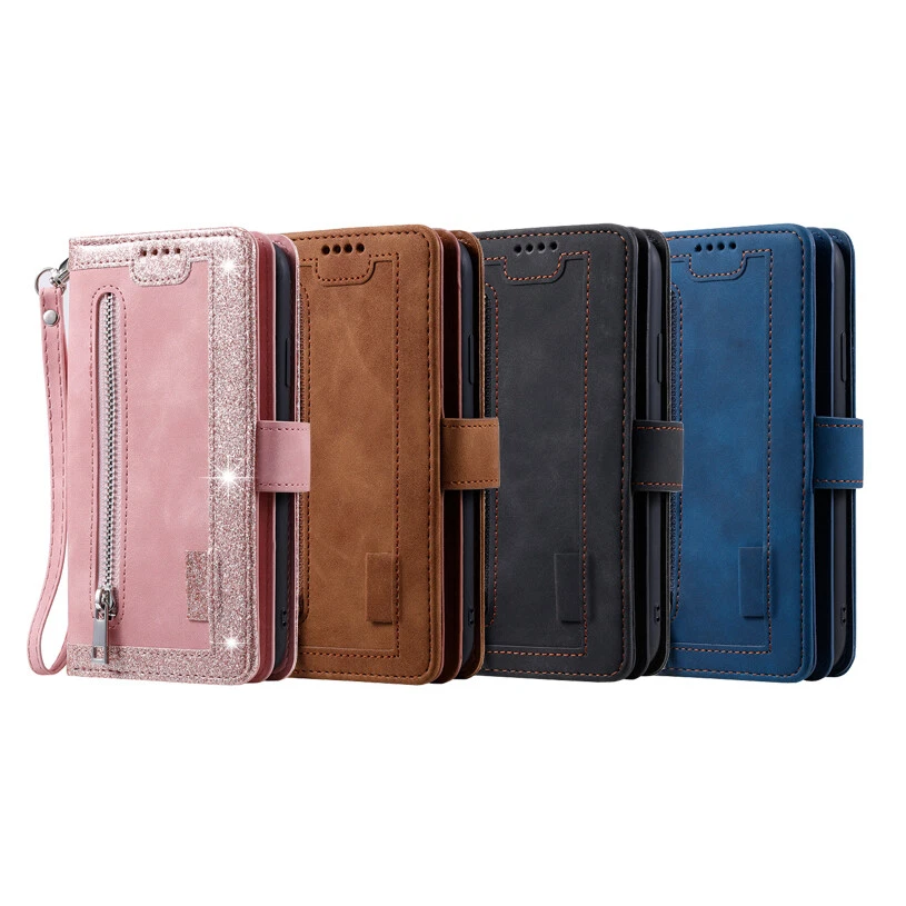 Zip Leather Wallet Case Multi Card Flip Cover for Samsung S21+/S20+ FE Ultra - Image 2 of 4