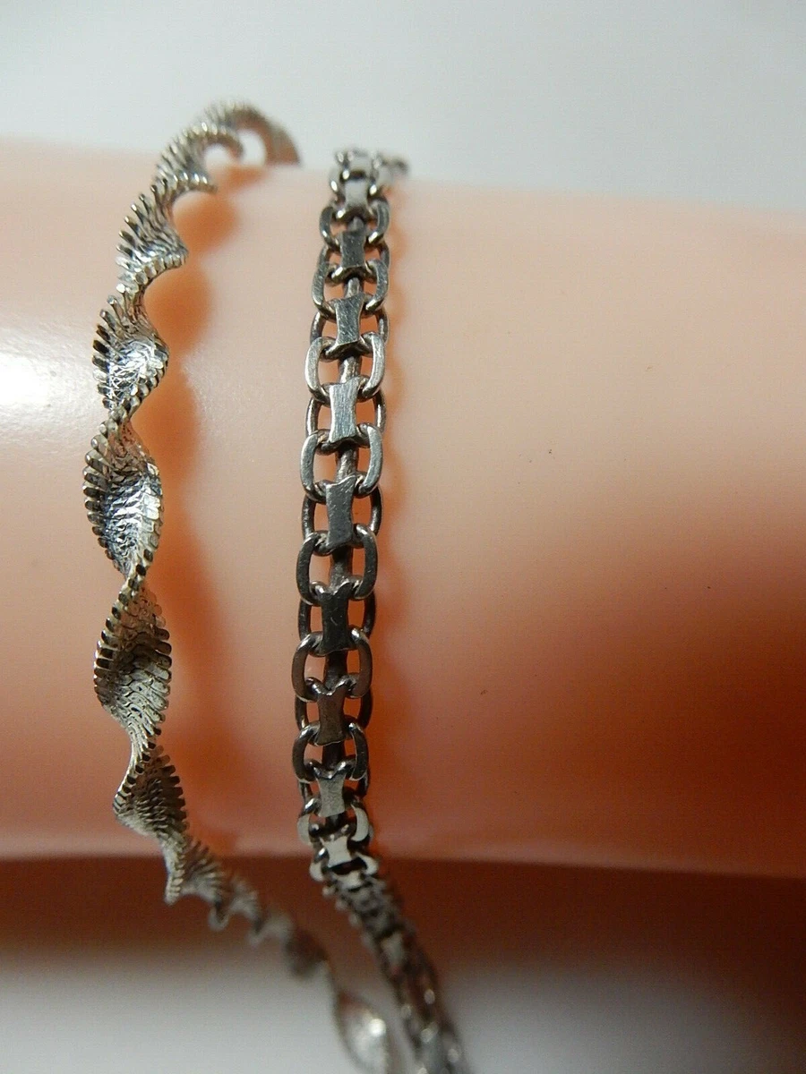 LOT 2 Italian Sterling Silver Vintage 1980 s Bracelets Twisted