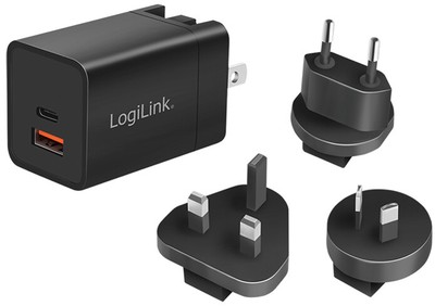 LogiLink USB-Reiseadapter USB-A & USB-C GaN-Technolgie schwarz