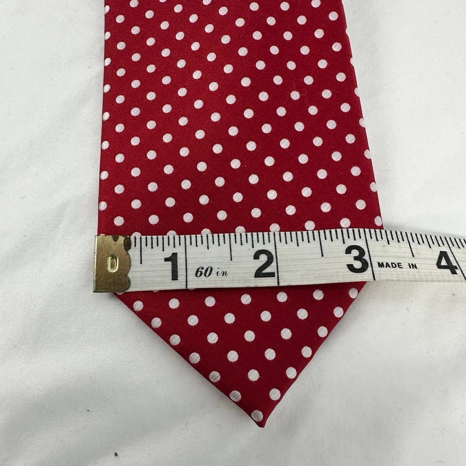 Corbata de cuello vintage John Ashford para hombre clásica roja con puntos blancos 100 % poliéster Foto 2 de 4