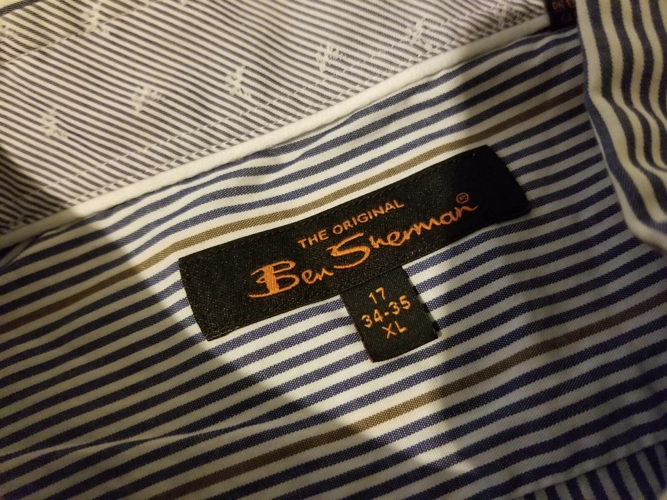 Рубашка мужская Ben Sherman Dress 17 34 35 XL синяя на пуговицах хлопок - Изображение 3 из 4