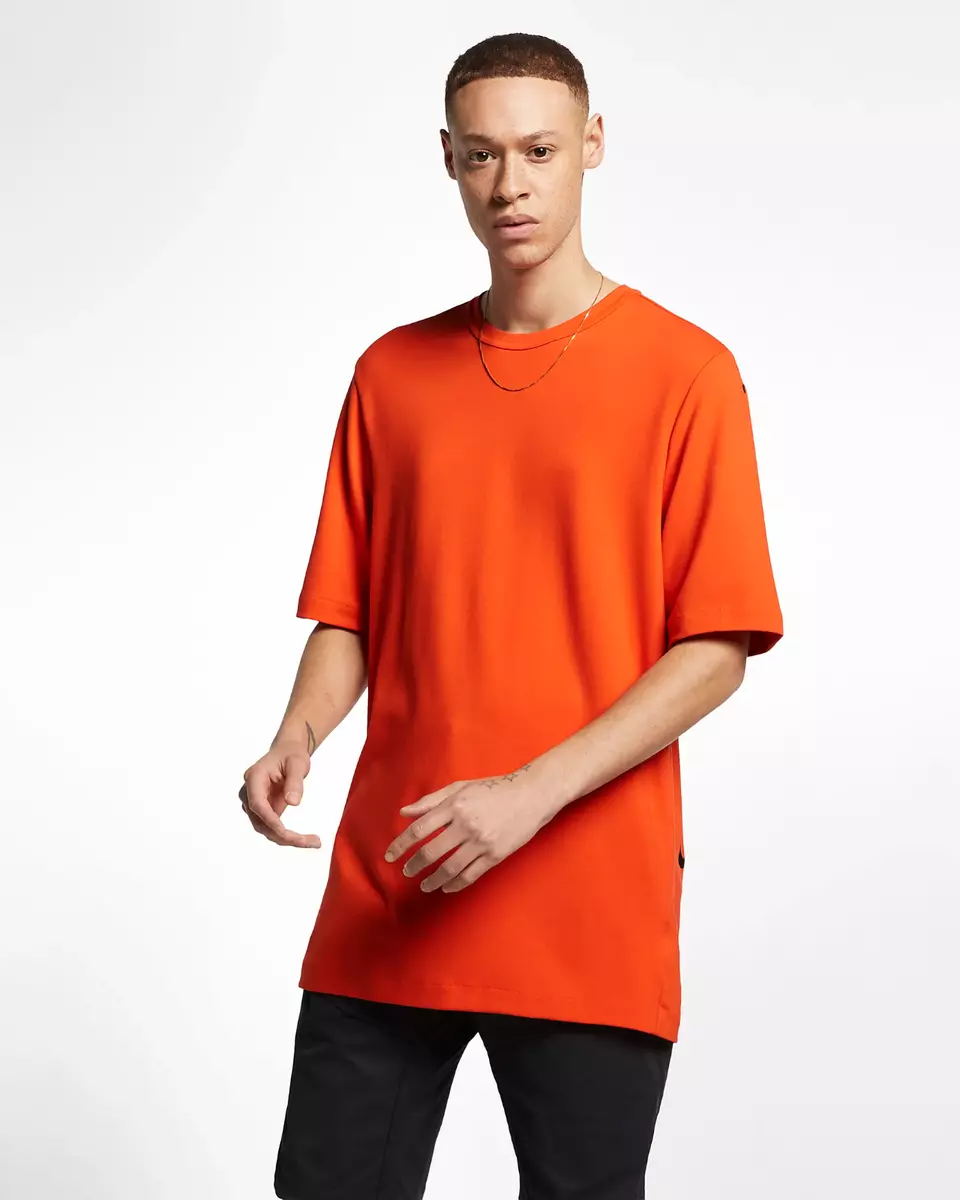 Nike Sportswear Tech Pack Men's Short-Sleeve Top L Orange Shirt Casual  Oversized