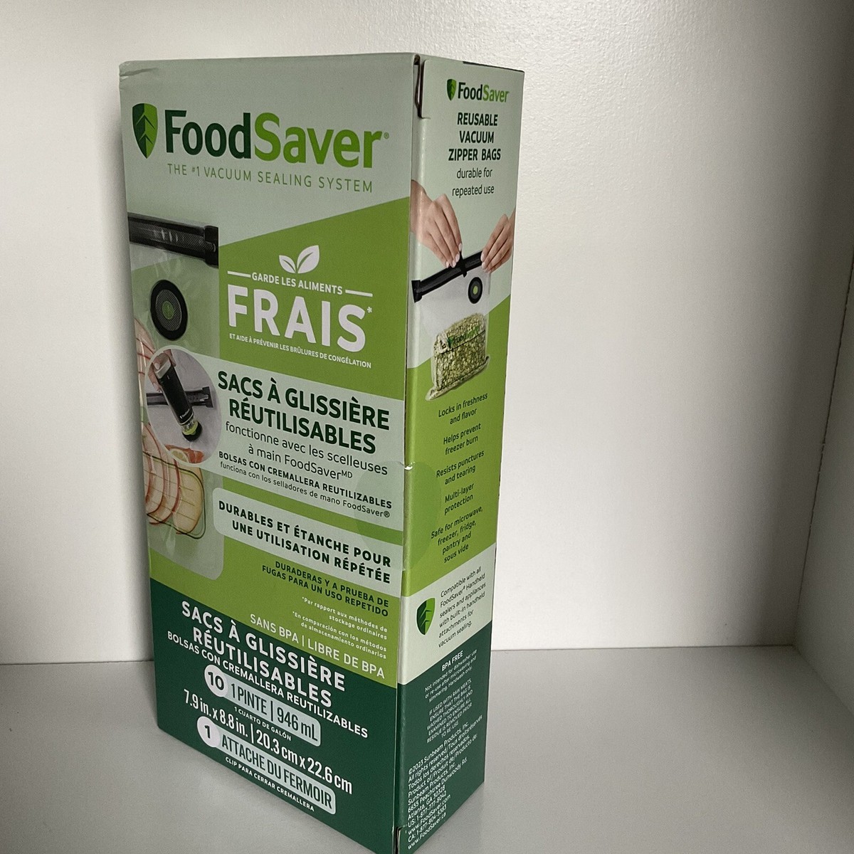 Reusable Quart Vacuum Zipper Bags, for Use with FoodSaver Handheld Vacuum  Sealer