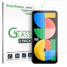 (3 Pack) amFilm Tempered Glass Screen Protector for Google Pixel 5A -5G(2021)