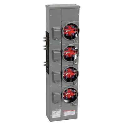 NEW SQUARE D EZM114-125 800 / 125 AMP 4-GANG METER STACK RINGED 4JAW 120/240V 1Ø