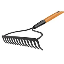 47 In L Wood Handle 14-Tines Garden Bow Rake Garden 14 Tines Coated Carbon Steel