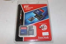 New Sandisk 1 GB Memory Card With Adapters 3 in 1 Verizon Wireless Music Photos