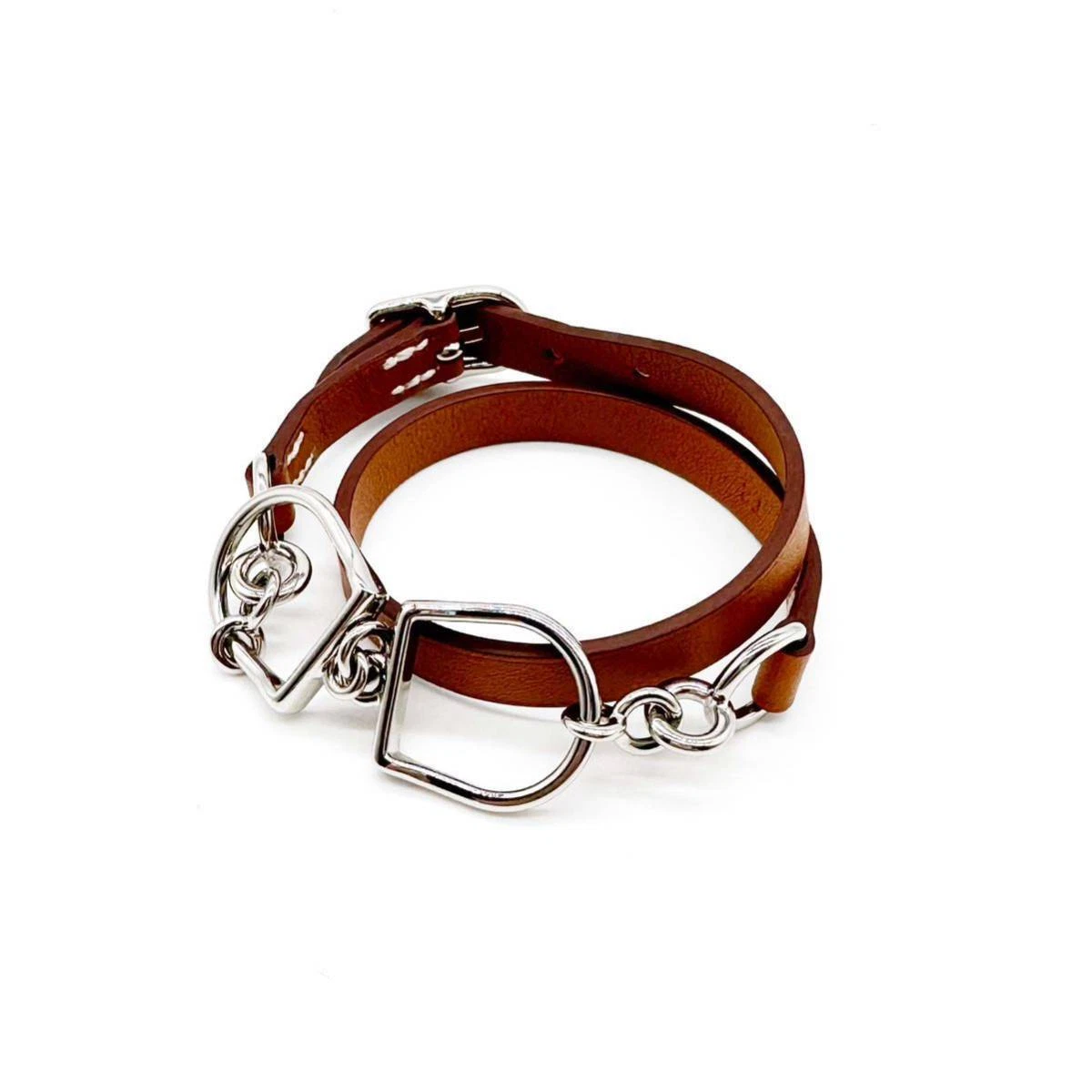 HERMÈS Bracciale in pelle HERMES Etrier doppio giro