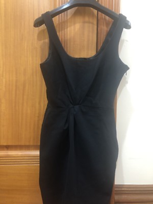 knee length dresses for ladies Armani Exchange Black and White Chevron Print Mini Dress with Tie Waist   SilkRoll