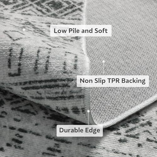Area Rugs for Living Room - 8x10 Machine Washable Boho Moroccan 8x10 Feet Black - Picture 5 of 6