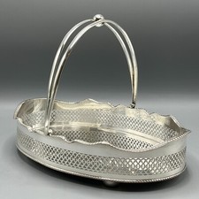 Antikes versilbertes kleines Galerie Tablett mit Henkel Obst Kuchen Korb Schale Schale