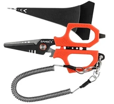 SAMSFX PE/ BRAIDED LINE CUTTING SCISSORS WITH KRATON HANDLE AND SHEATH ,LANYARD