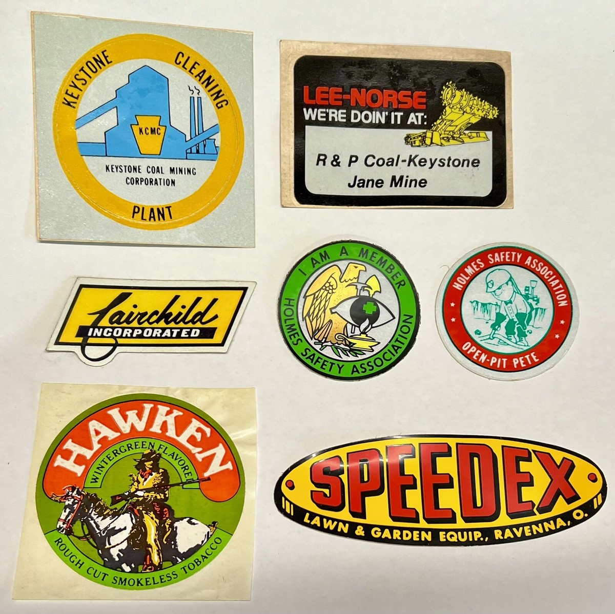 Vintage 1980s Lot 7 Coal Miner Mine Worker Hard Hat Stickers
