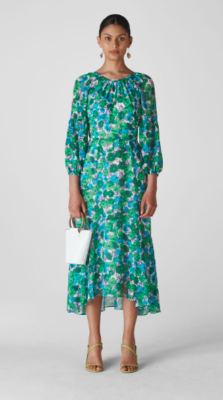 whistles green floral dress Floral Pleated Dress