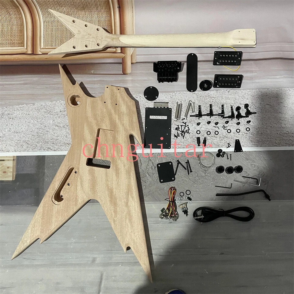 Unfinished DIY Razorback Electric Guitar Kit Build on Own Flamed Maple Top - Image 2 of 4