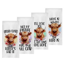 Highland Cow Kitchen Towels - Funny Cow Gifts Dish Hand Towels Decor Tea To...