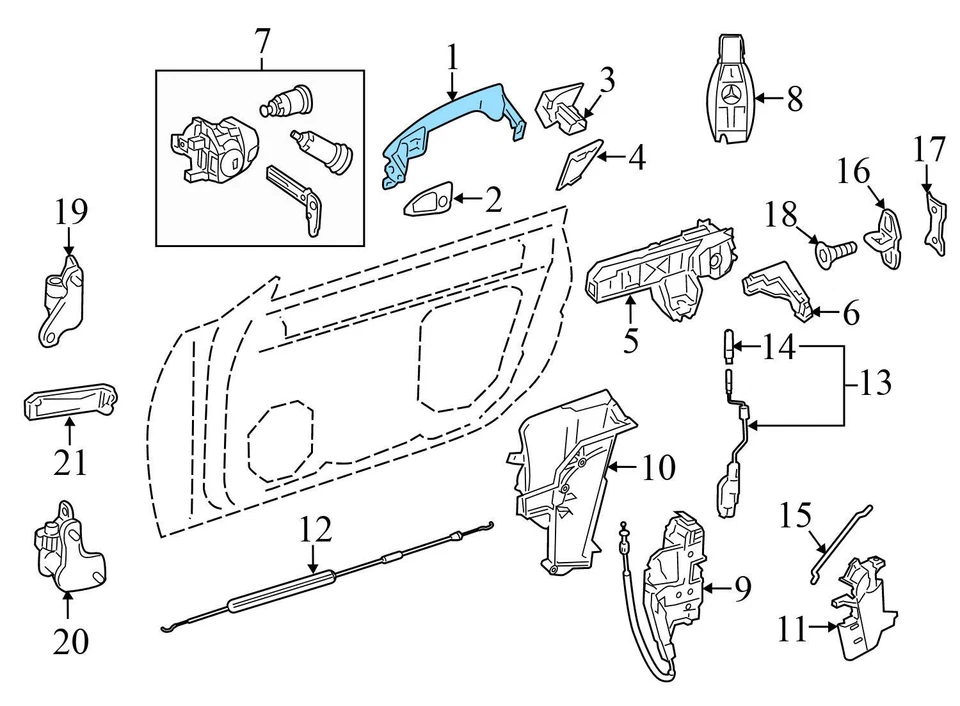 Mercedes-Benz GLK350 2010-2015 - Manija de puerta exterior derecha 2047601470 Foto 4 de 4