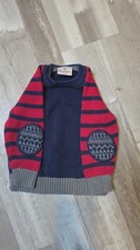 Hanna Andersson 100 Cotton Red/Blue Striped Sweater Elbow Patch US 2T Euro 80