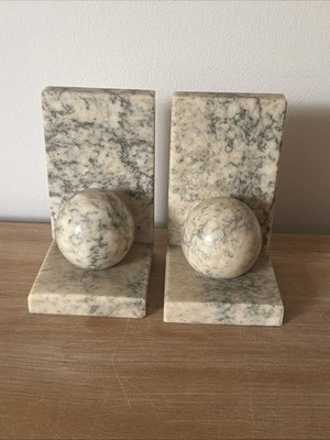 1970s Minimalist Marble Sphere Bookends - A Pair Italy